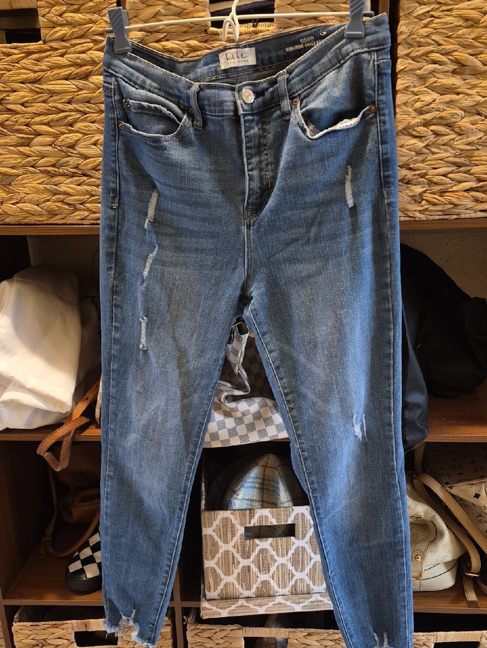 Nicole Miller Distressed Light Blue Skinny Jeans